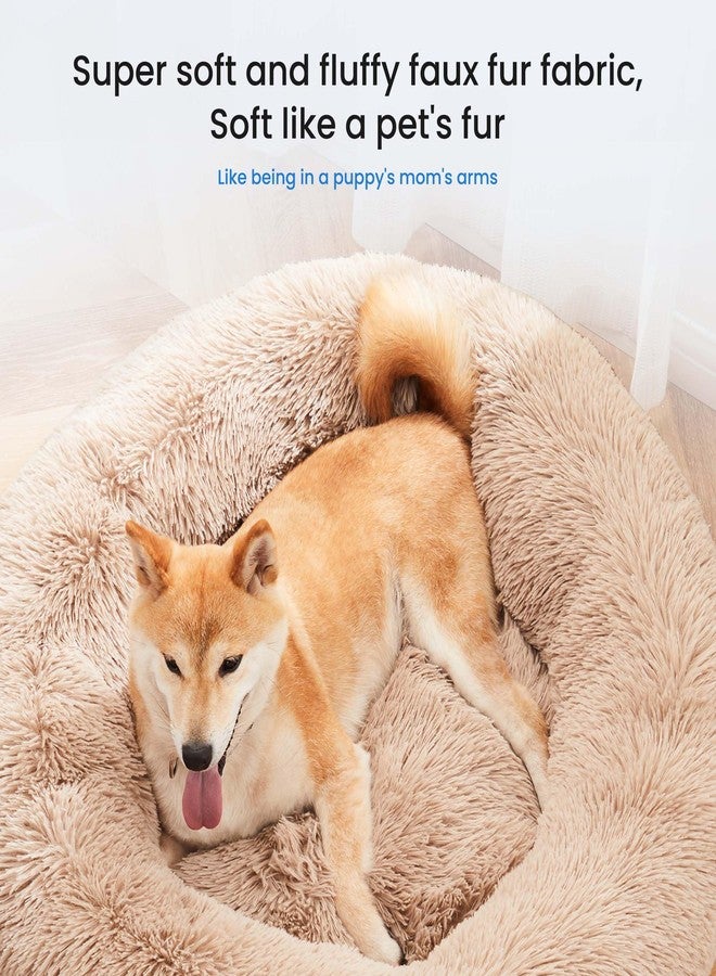 NEWBULIG 30.7x30.7 Inch Dog Bed Large Sized Dog, Donut Shape Cat Beds for Indoor Cats with Washable, Anti-Slip, Faux Fur - Image 3